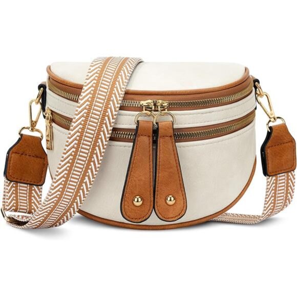 Crossbody Sling Bag for Women Trendy White Camel - Picture 1 of 6